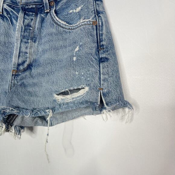 AGOLDE Size 24 Jaden Short Surreal Medium Wash Distressed Button Fly Fray Hem - Picture 3 of 12